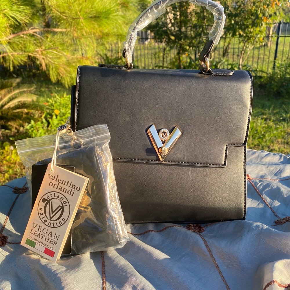 Valentino Orlandi Black Vegan Leather Handbag